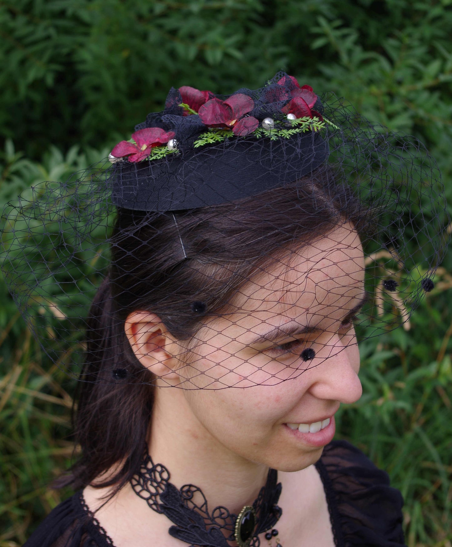 #4016 Haarschmuck Gotic Fascinator schwarz
