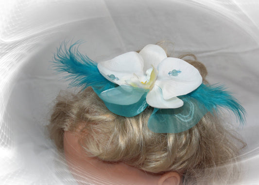 Haarkamm Orchidee t�rkis