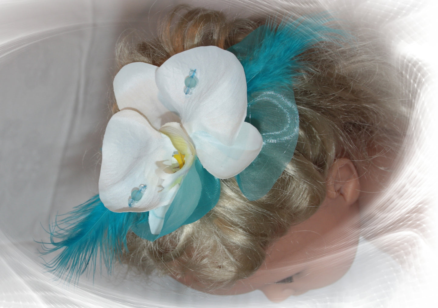 Haarkamm Orchidee t�rkis