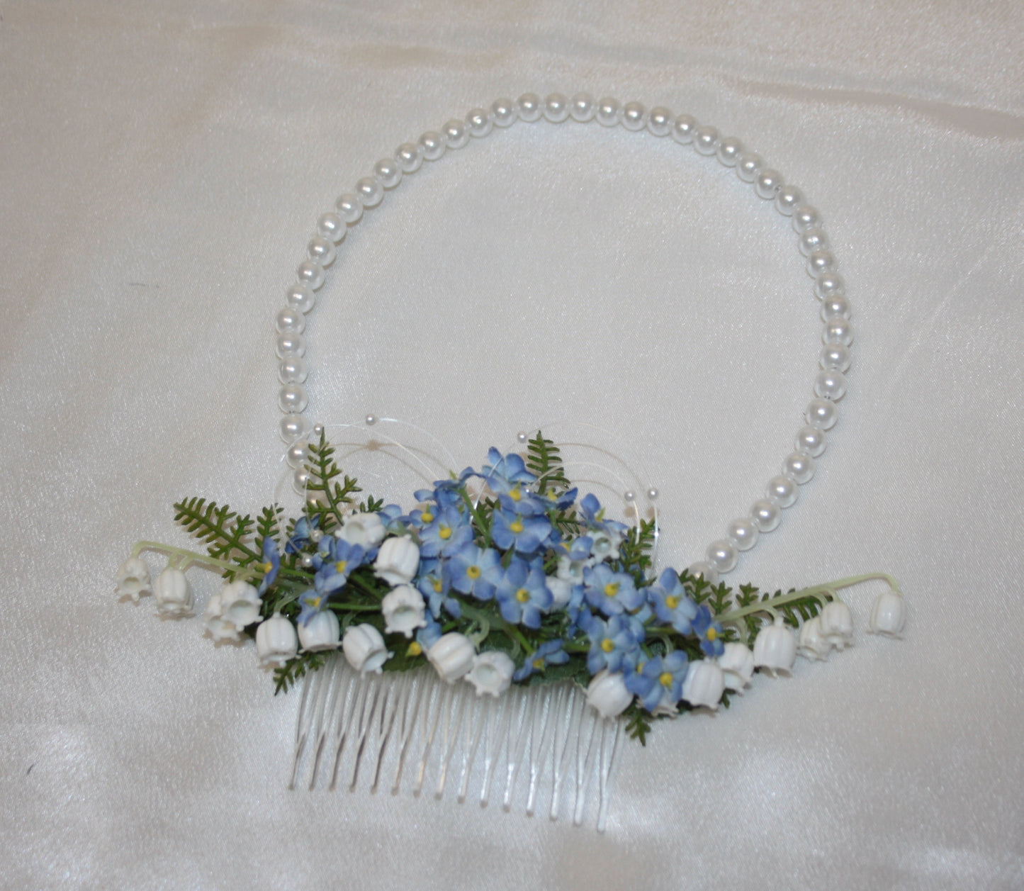 #4009 Haarschmuck Maiglöckchen mit Perlen