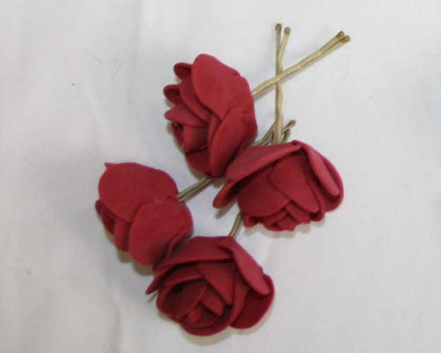 Haarrosen Rot bordeaux Gothic/ Mittelalterhochzeit