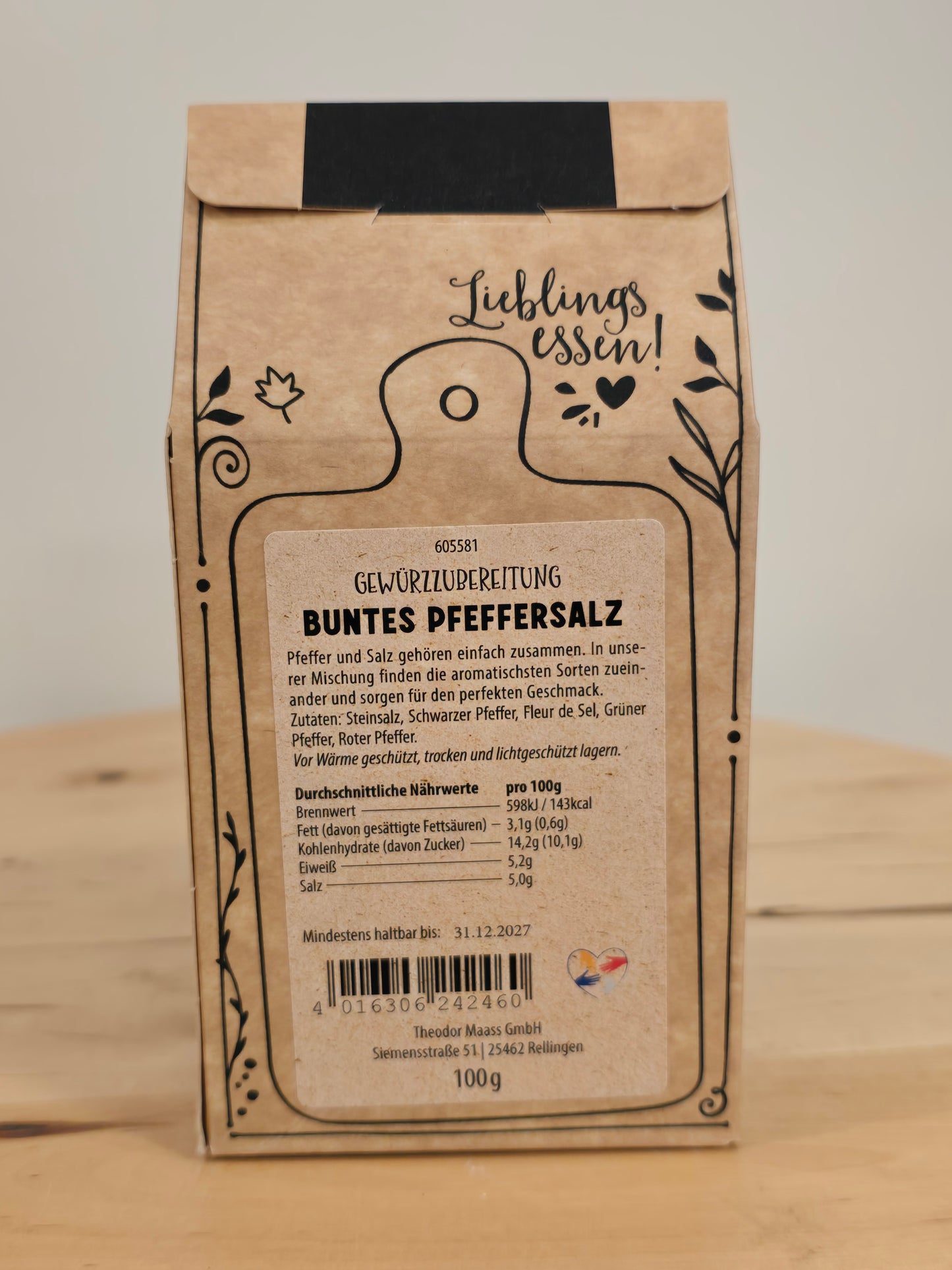 Buntes Pfeffersalz 100gr mit rotem, schwarzen grünem Pfeffer