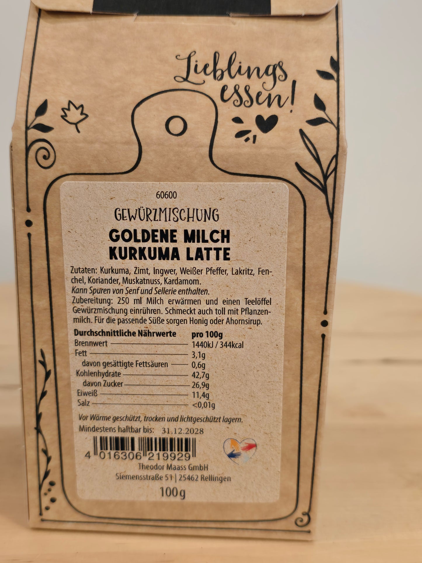 Gewürzmischung goldene Milch 100gr Kurkuma Latte
