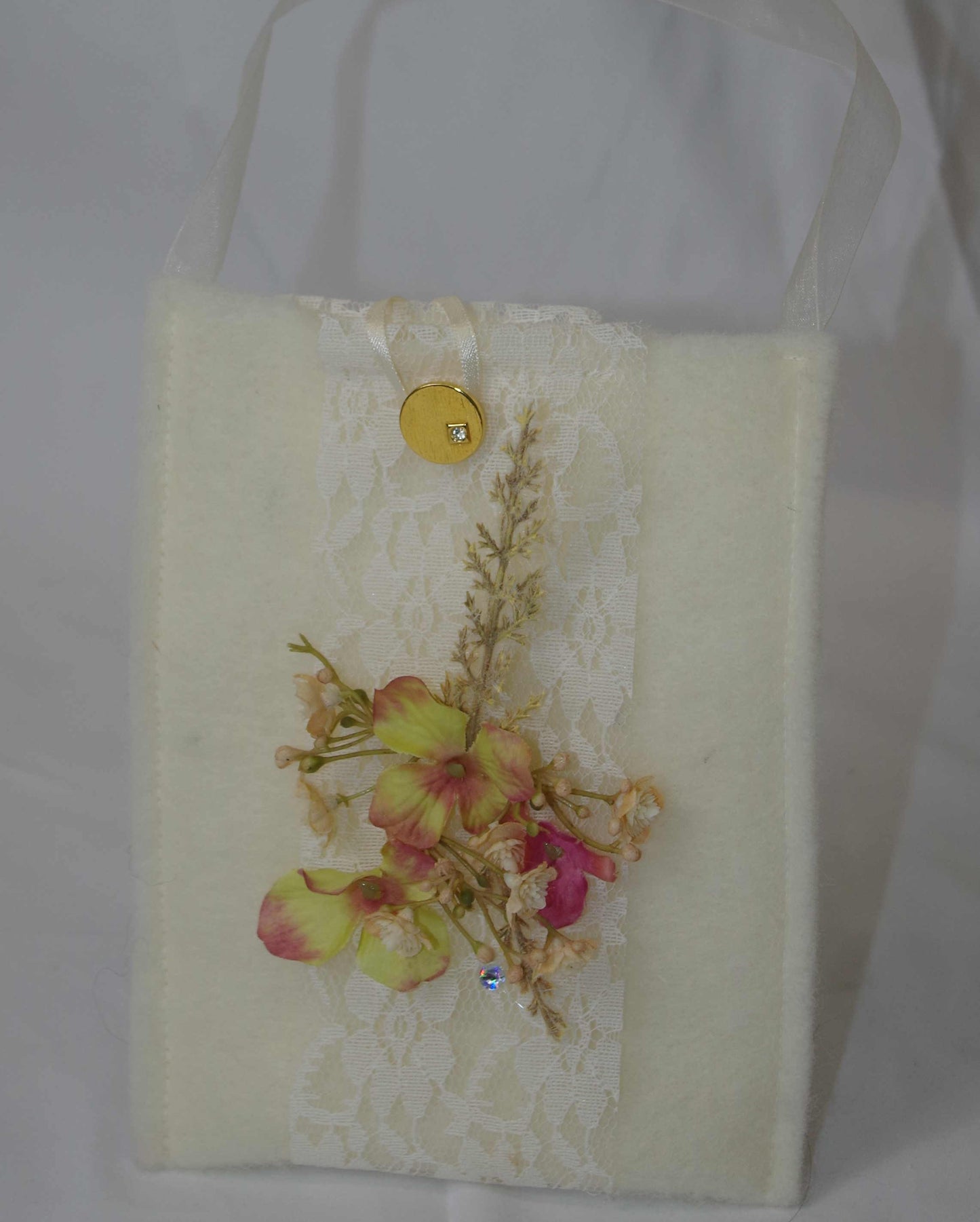 Minitasche Wollvlies mit Spitze boho