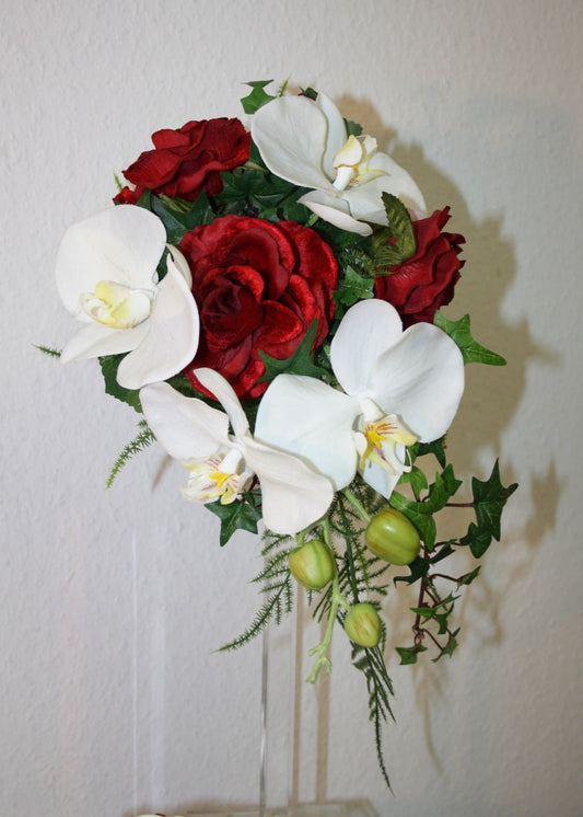 kleiner Orchideenstrauá mit Rosen Brautstrauss