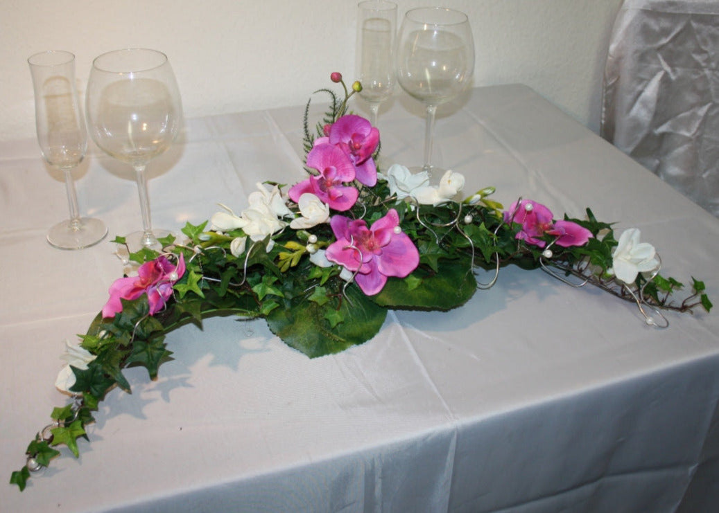 Paargesteck Orchideen mit silber