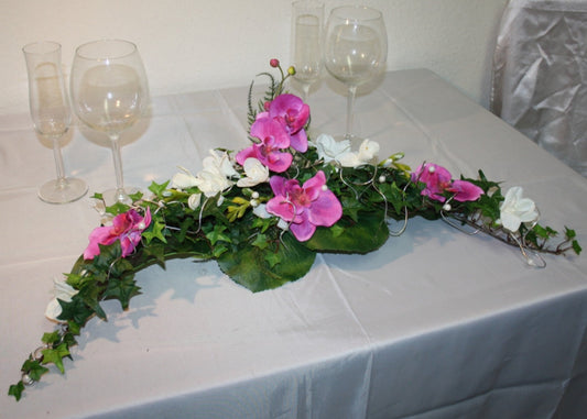 Paargesteck Orchideen mit silber