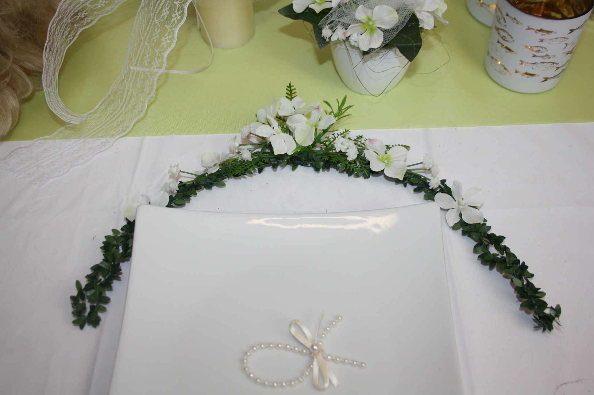 Platzranke Hortensienbl�ten weiss