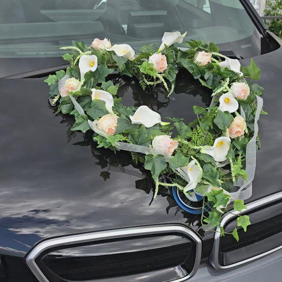 Autoherz Callas und Rosen Pastell