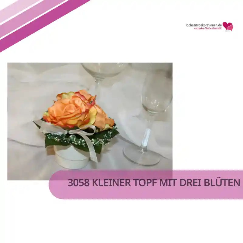 3058 Kleiner Topf mit drei Bl&uuml;ten by@Outfy