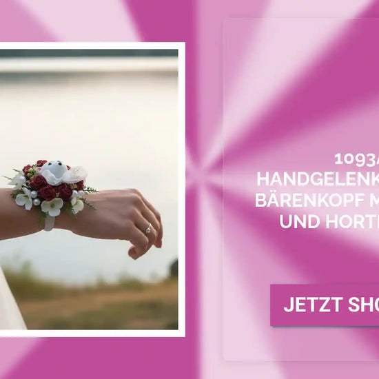 1093a Handgelenkstrauss B&auml;renkopf mit Rosen und Hortensien by@Outfy