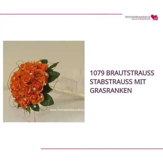 1079 Brautstrauss Stabstrauss mit Grasranken by@Outfy