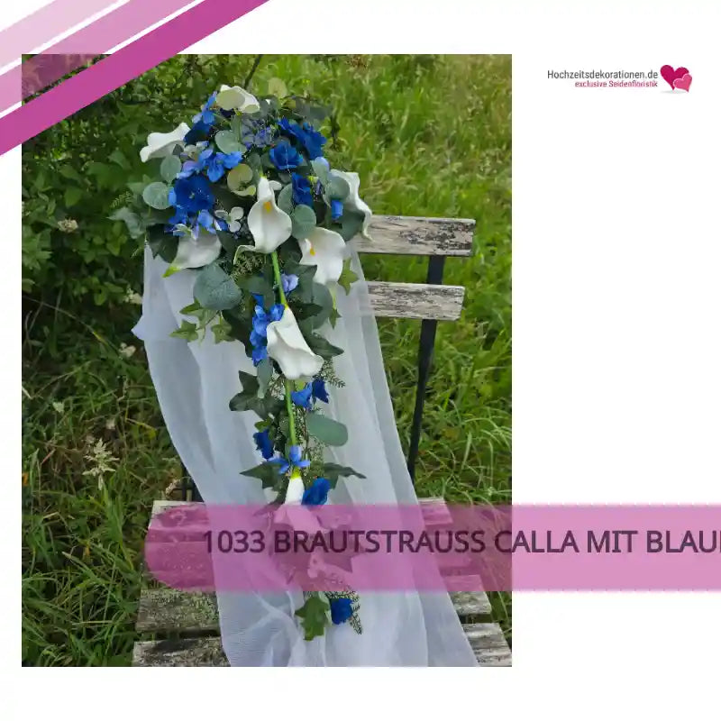 1033 Brautstrauss Calla mit blauen Hortensien by@Outfy