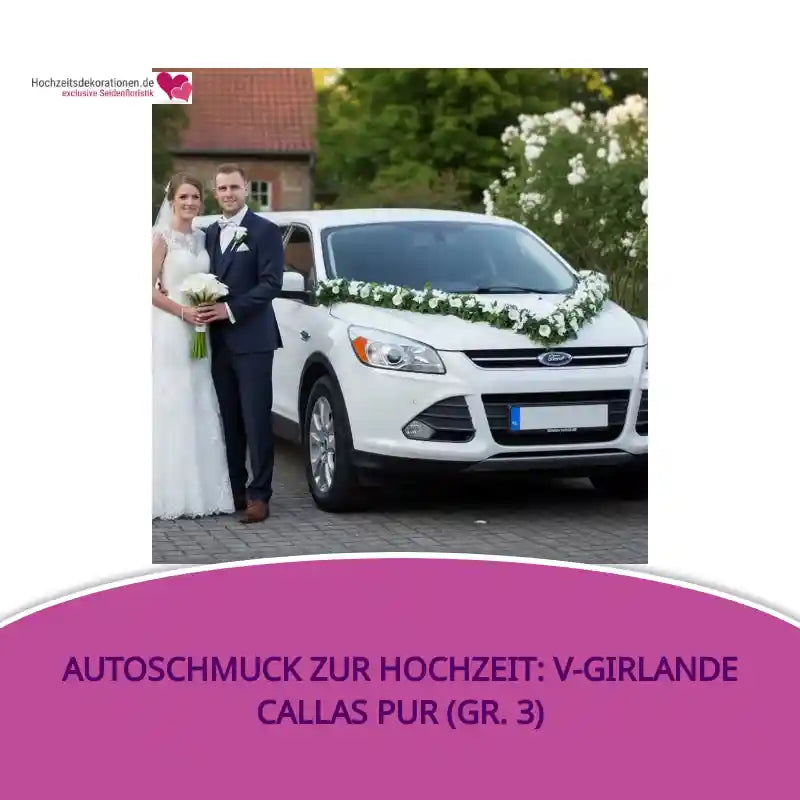 Autoschmuck zur Hochzeit: V-Girlande Callas Pur (Gr. 3) by@Outfy
