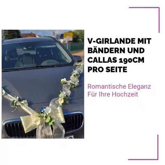 V-Girlande mit B&auml;ndern und Callas 190cm pro Seite by@Outfy