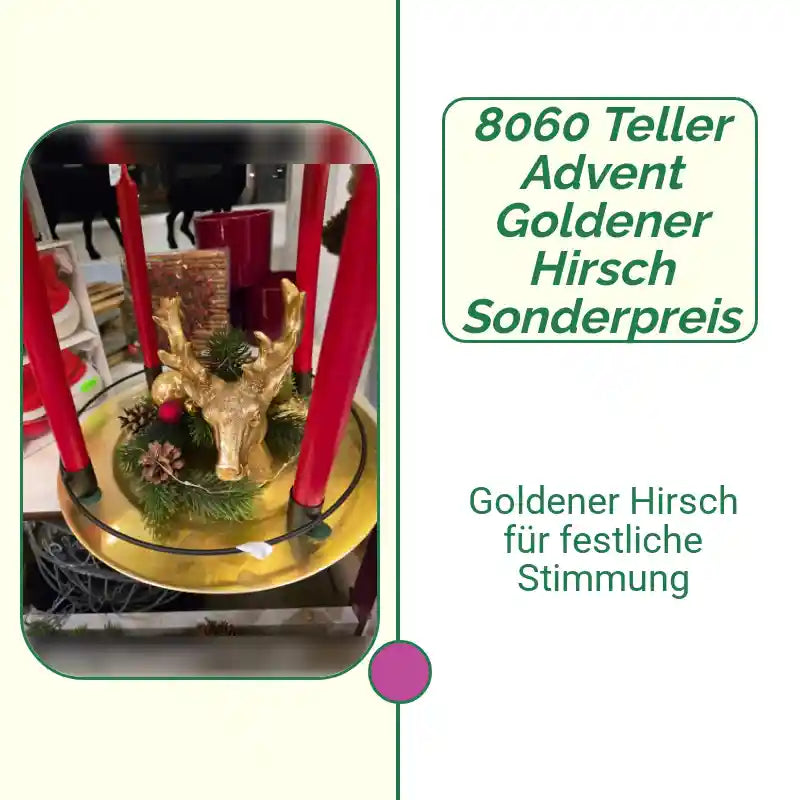 8060 Teller Advent goldener Hirsch Sonderpreis by@Outfy