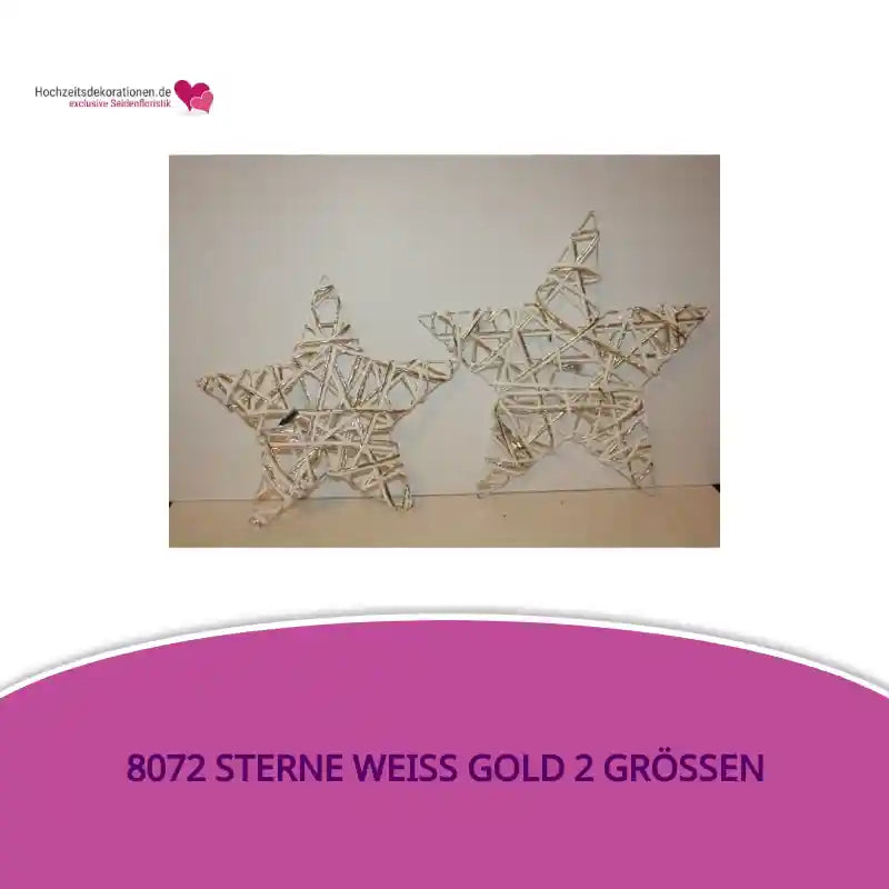 8072 Sterne wei&szlig; gold 2 GR&ouml;&szlig;en by@Outfy