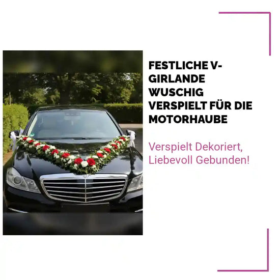 Festliche V-Girlande wuschig verspielt f&uuml;r die Motorhaube by@Outfy