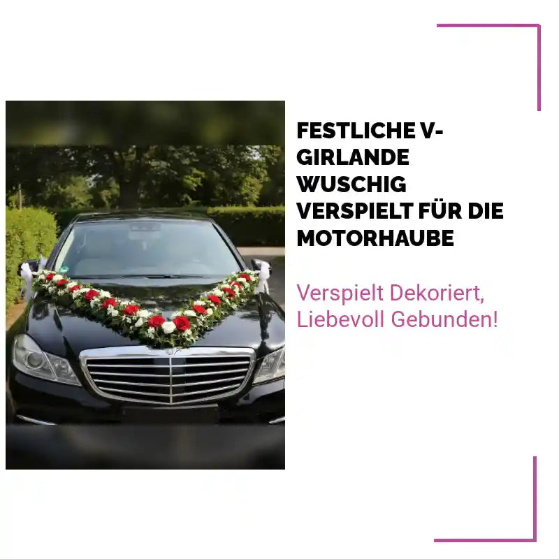Festliche V-Girlande wuschig verspielt f&uuml;r die Motorhaube by@Outfy