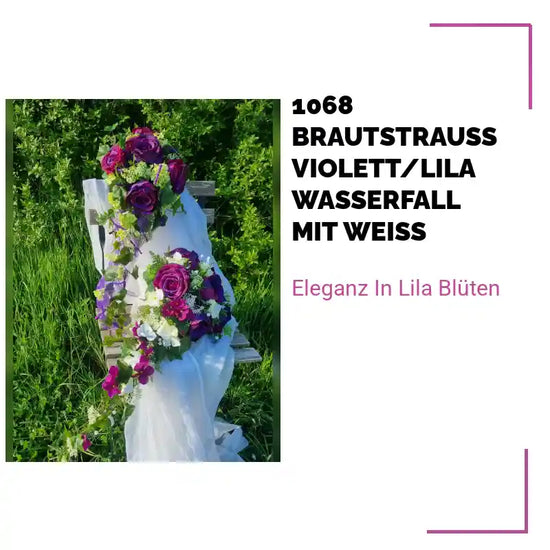 1068 Brautstrauss violett/lila Wasserfall mit wei&szlig; by@Outfy