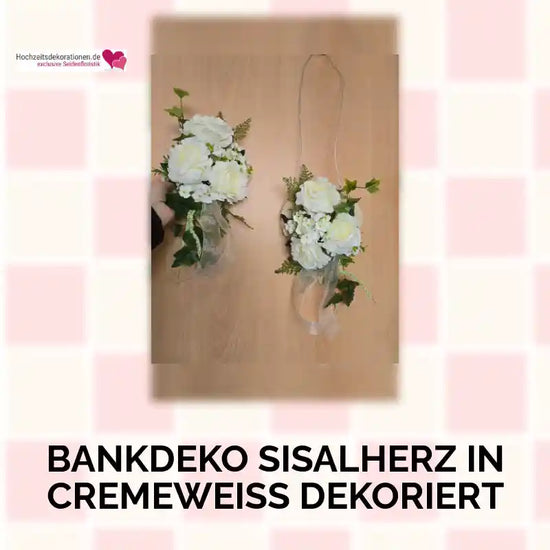 Bankdeko Sisalherz in cremeweiss dekoriert by@Outfy