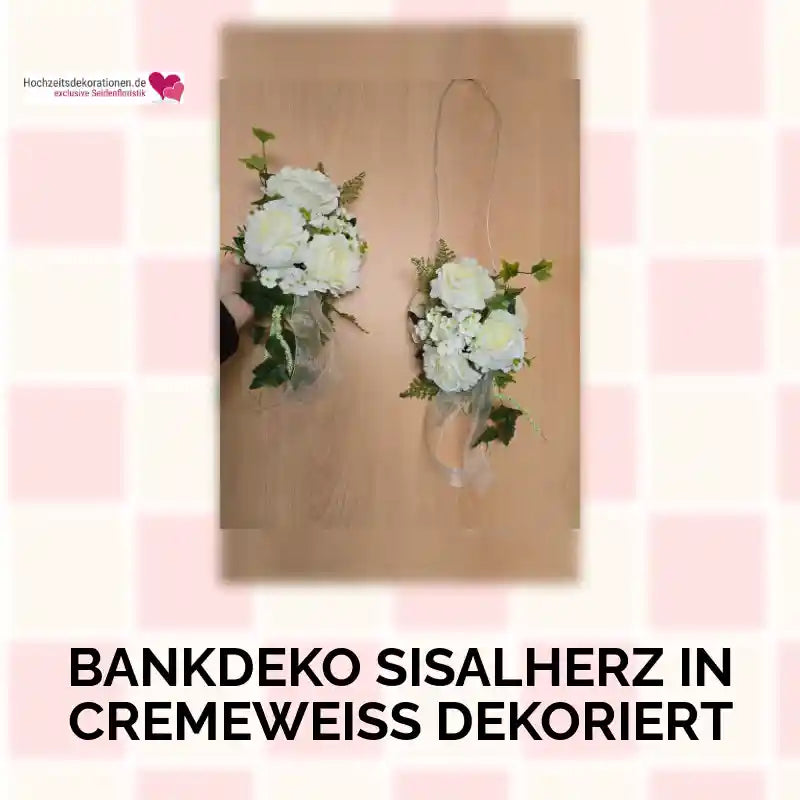 Bankdeko Sisalherz in cremeweiss dekoriert by@Outfy