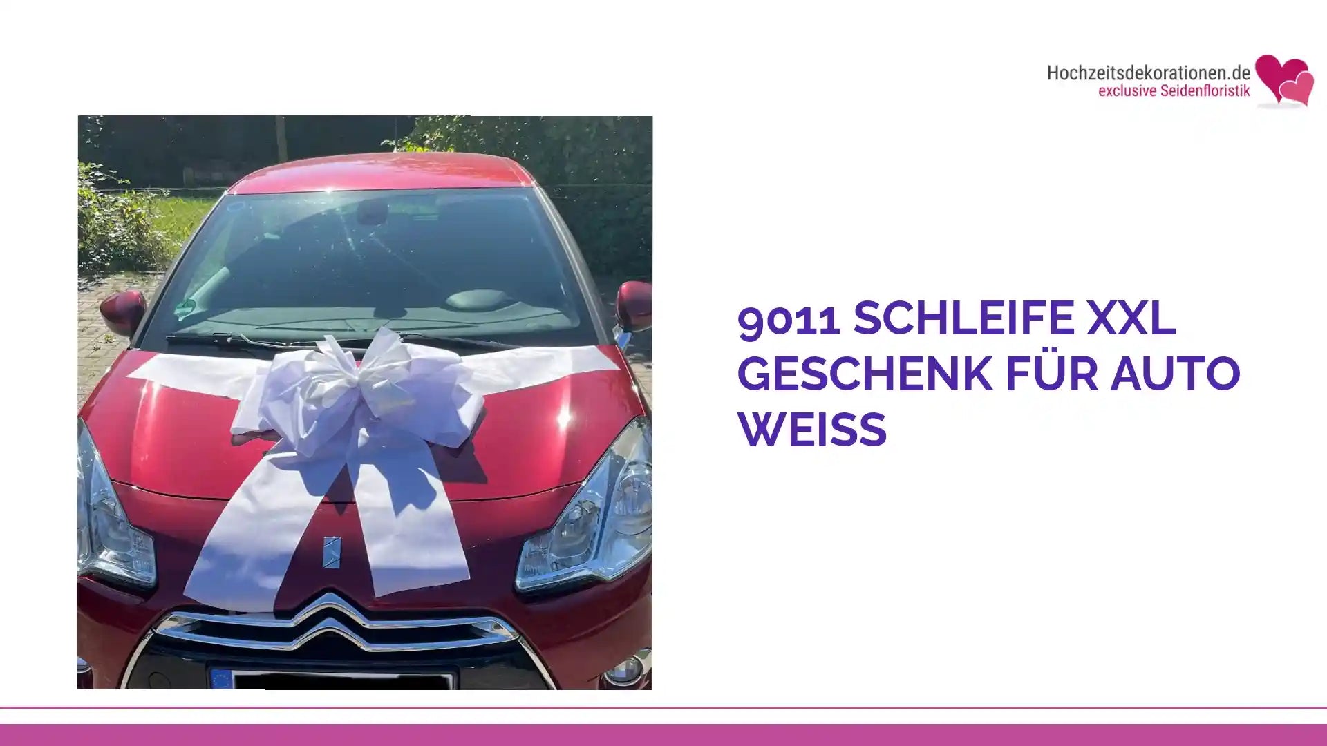 9011 Schleife XXL Geschenk f&uuml;r Auto wei&szlig; by@Outfy
