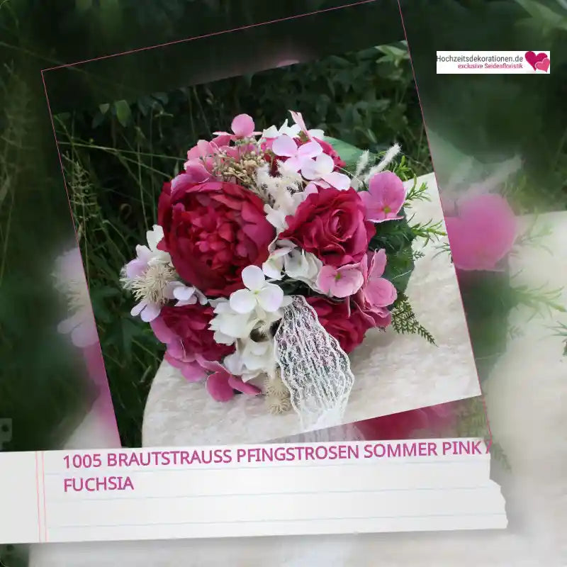 1005 Brautstrau&szlig; Pfingstrosen Sommer Pink / Fuchsia by@Outfy