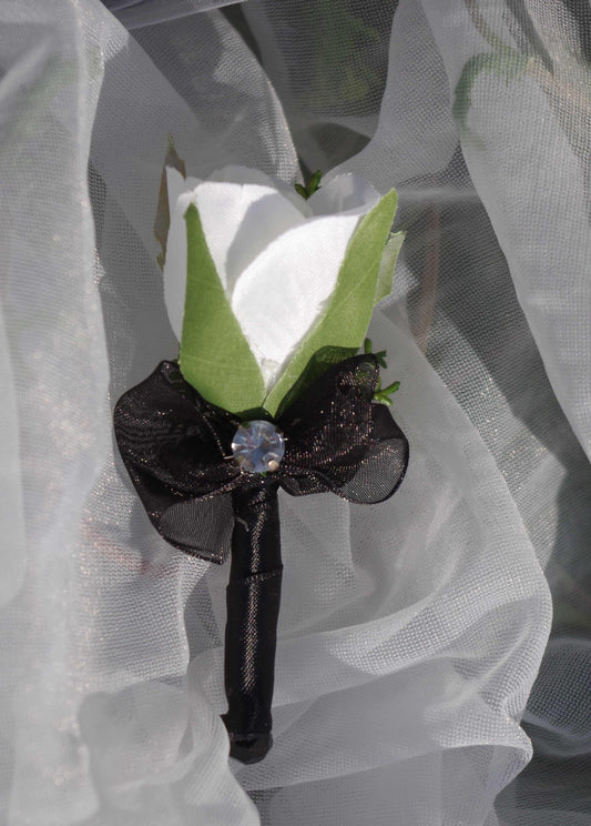 Reversanstecker schwarz weiß mit Strass