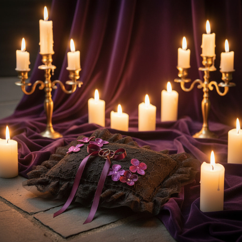 2045 Ringkissen Gothic schwarze Spitze Mittelalterhochzeit