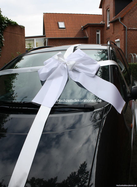 Geschenkschleife Auto weiß und creme