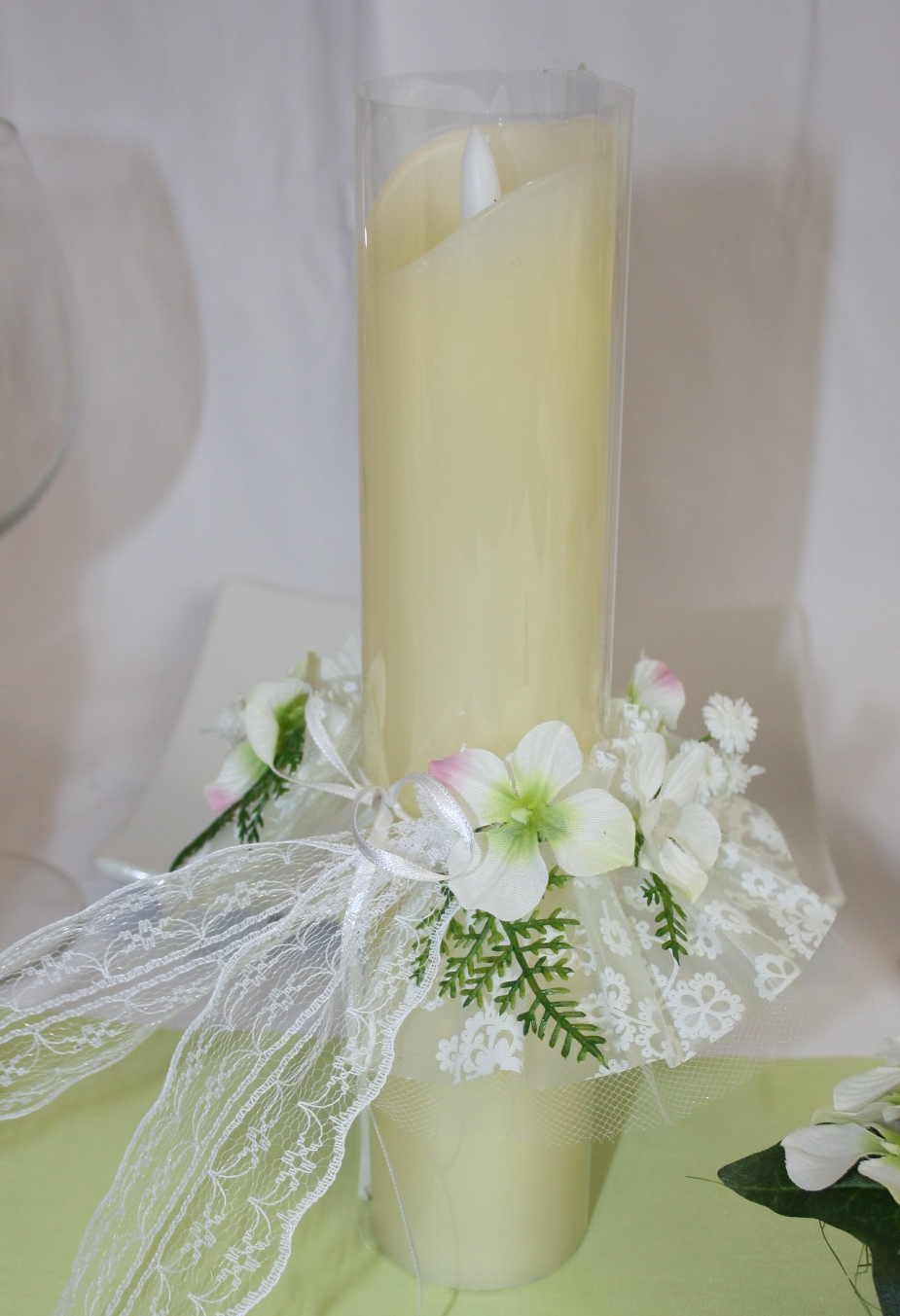 Kerzenring Tropfschutz Kerze weiss