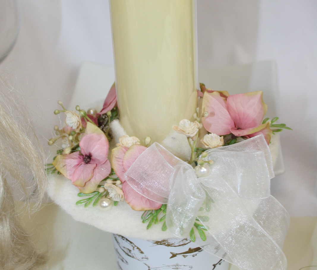 Kerzenring Tropfschutz Kerze rosa