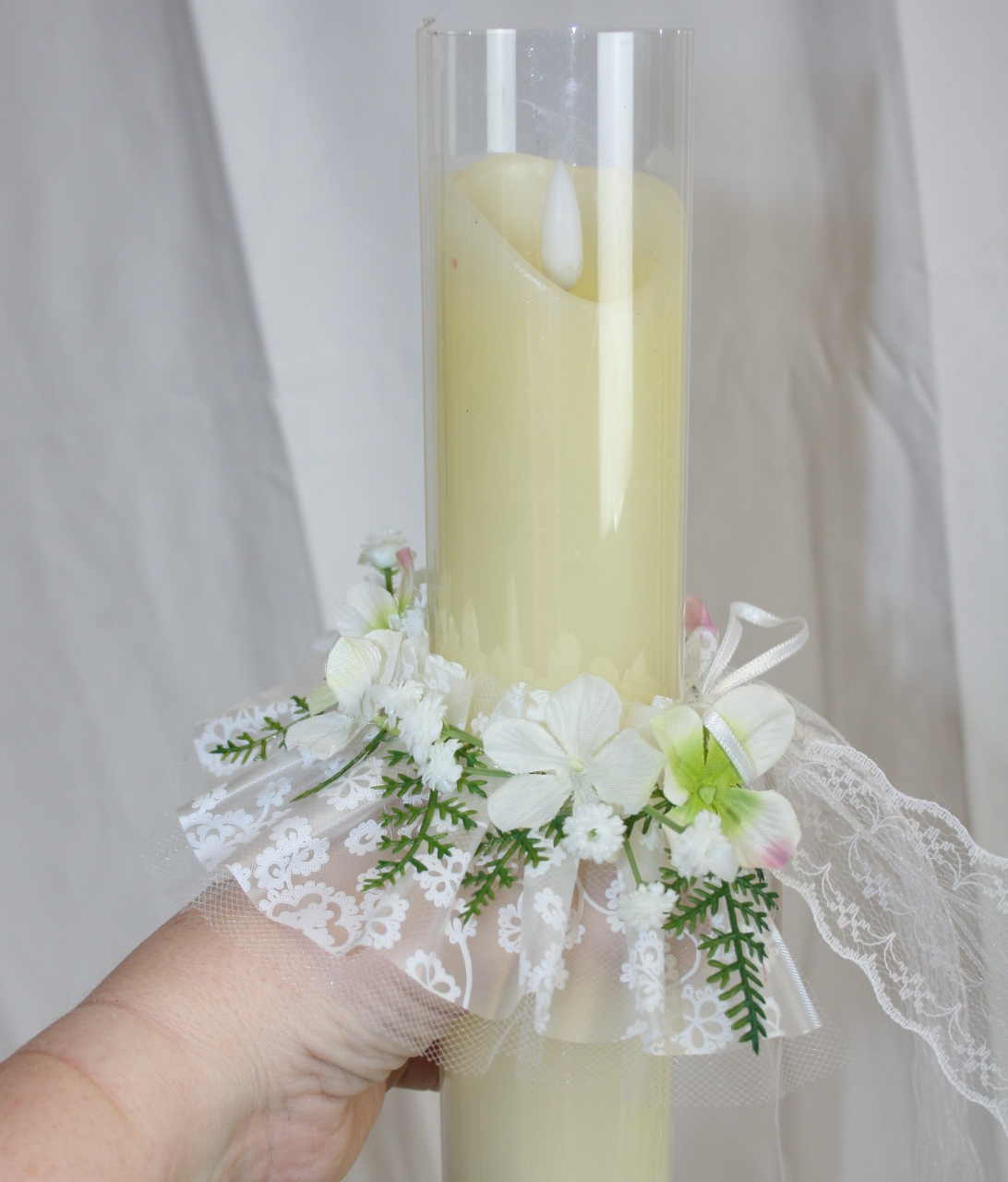 Kerzenring Tropfschutz Kerze weiss