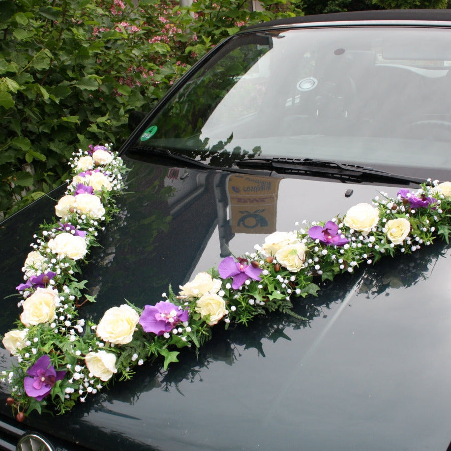 Autoschmuck V-Girlande Orchideen mit Rosen