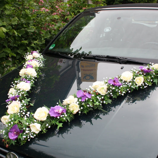 Autoschmuck V-Girlande Orchideen mit Rosen