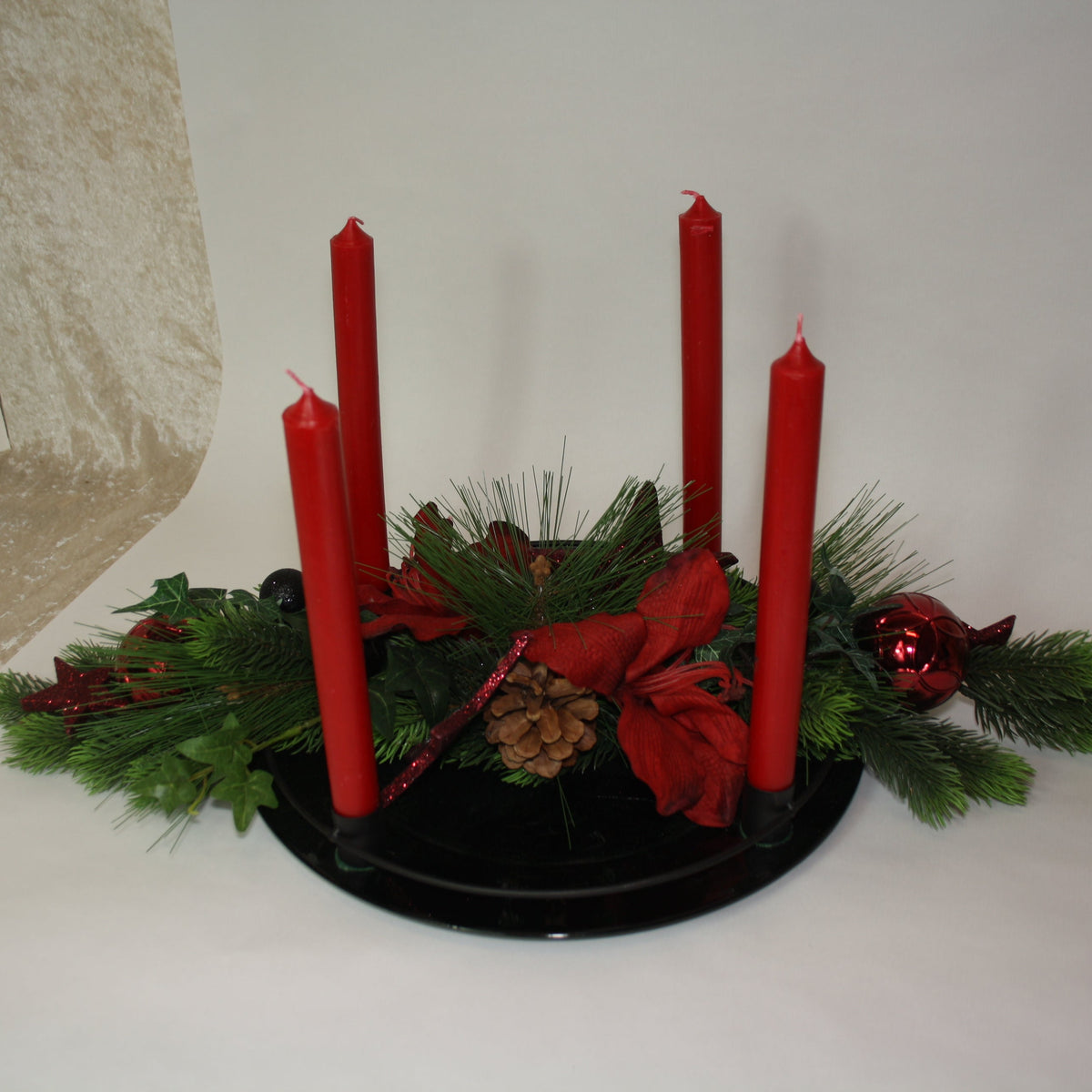 80474 Adventteller in schwarz bordeaux -rot sehr elegant haltbar