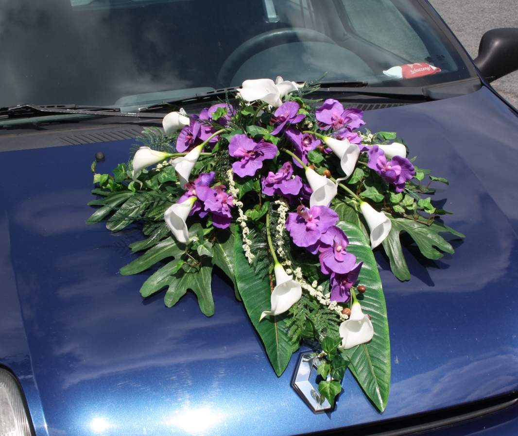 Hochzeit Auto Dekoration Kit - Rosa Dahlien und weiße Orchideen